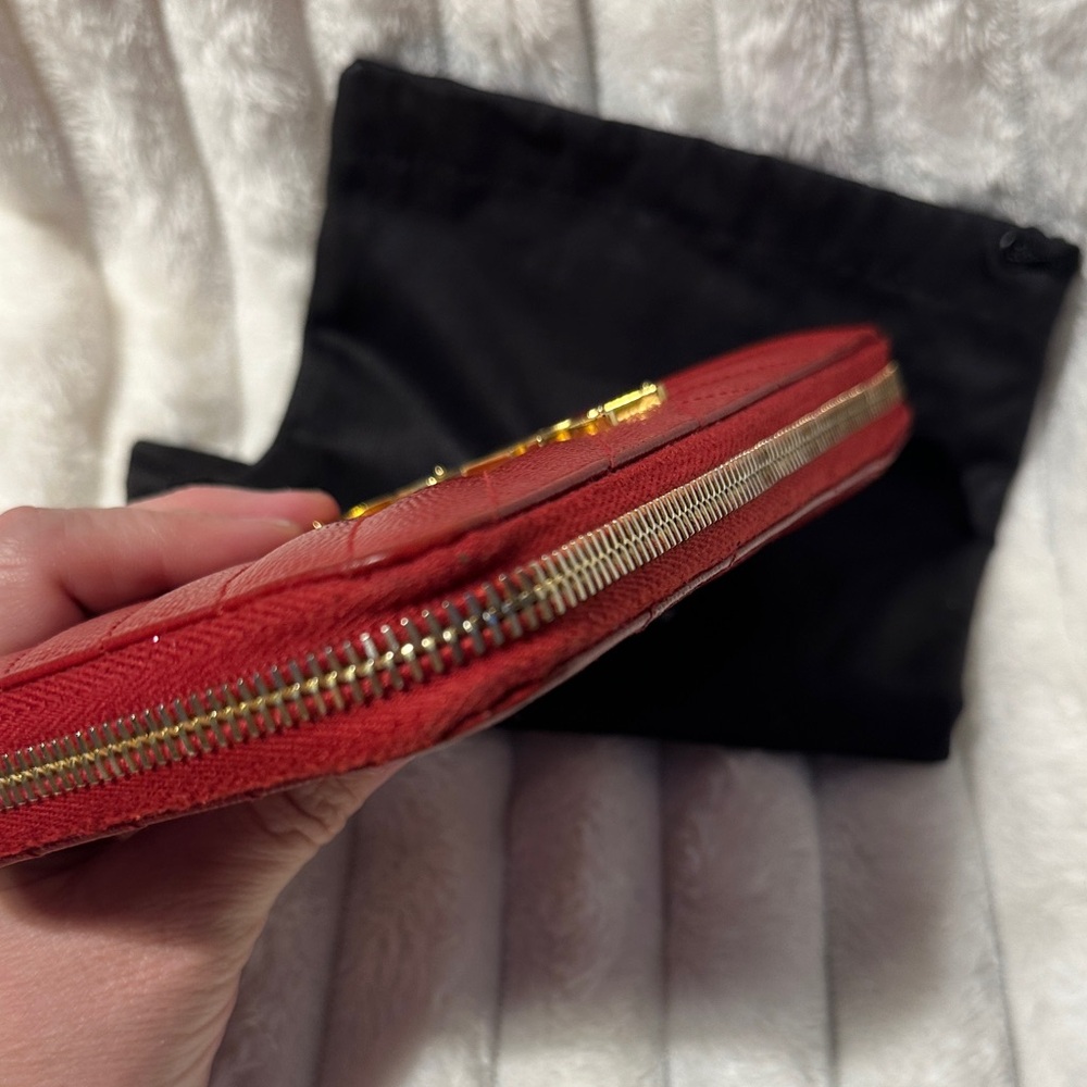 YSL Saint Laurent Cherry Red Quilted Wallet - Picture 6 of 10